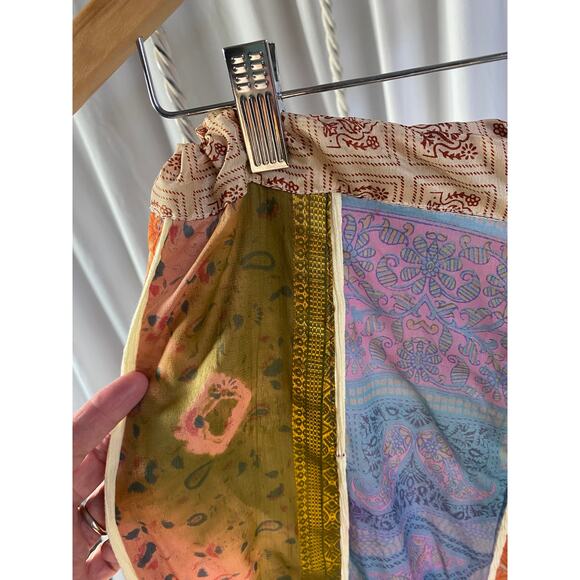 Made in Nepal Skirt Silk Boho Hippie Patchwork Colorful Size Small/Medium - Picture 6 of 13
